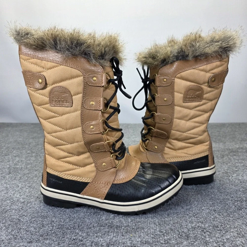 Sorel Tofino II Waterproof Snow Boots Winter Faux Fur Brown Women's Size 8